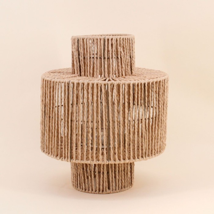 Lanterne ronde en corde beige 38x30cm | Hashtag Déco