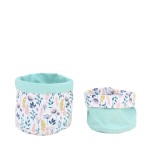 Set de 2 paniers fleuris réversibles coton bleu | Hashtag Déco