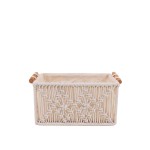 Panier déco macramé beige 25x15cm | Hashtag Déco