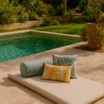 Coussin extérieur jaune feuillage 50x30cm tissu | Hashtag Déco