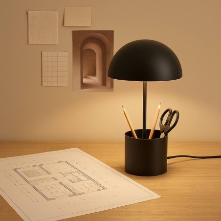 Lampe champignon métal noir 37cm | Hashtag Déco