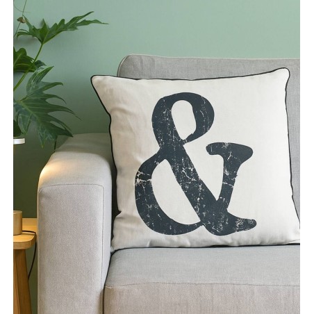 Coussin imprimé noir et blanc 45x45cm en coton | Hashtag Déco
