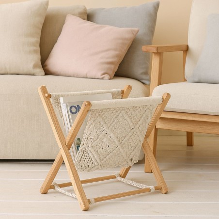 Porte revues en tissu bohème beige | Hashtag Déco
