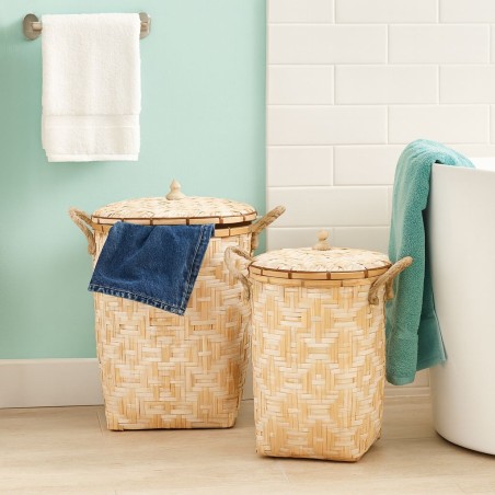 Paniers à linge bambou 48/51cm naturel | Hashtag Déco