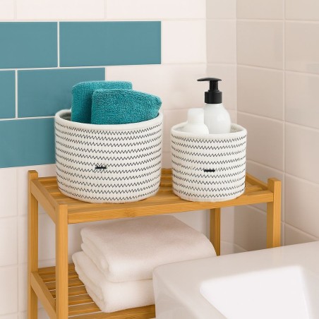 Lot de 2 paniers blancs en corde | Hashtag Déco