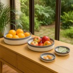 Set de 4 paniers en corde gris et blanc