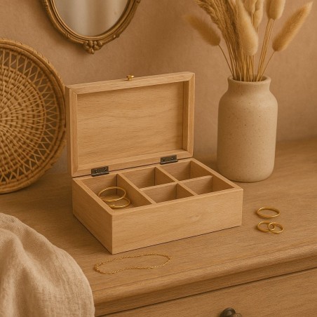 Boite à bijoux bois relief fleuri naturel | Hashtag Déco