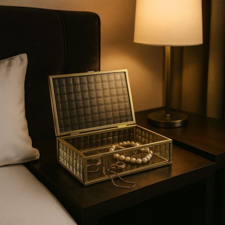 Boite en verre et métal doré 18x10cm | Hashtag Déco