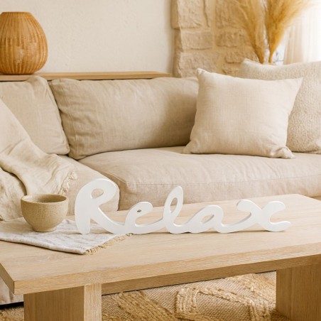 Mot décoratif relax bois blanc 50cm | Hashtag Déco