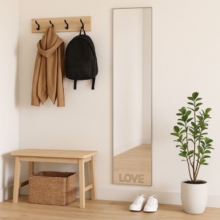 Miroir mot "love" bois blanc 120x25cm | Hashtag Déco