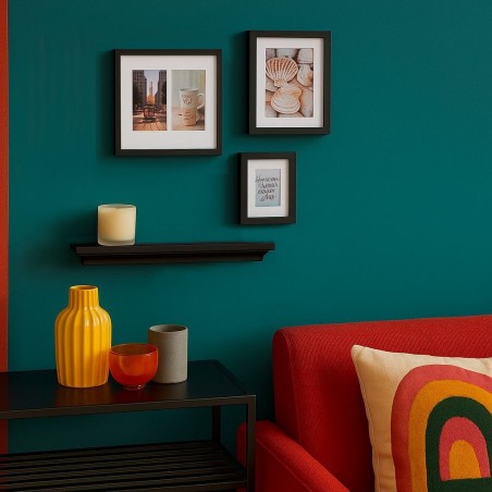 Set 3 cadres bois blanc + étagère 45cm | Hashtag Déco