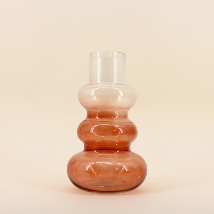 Vase design en verre marron/beige 30cm | Hashtag Déco