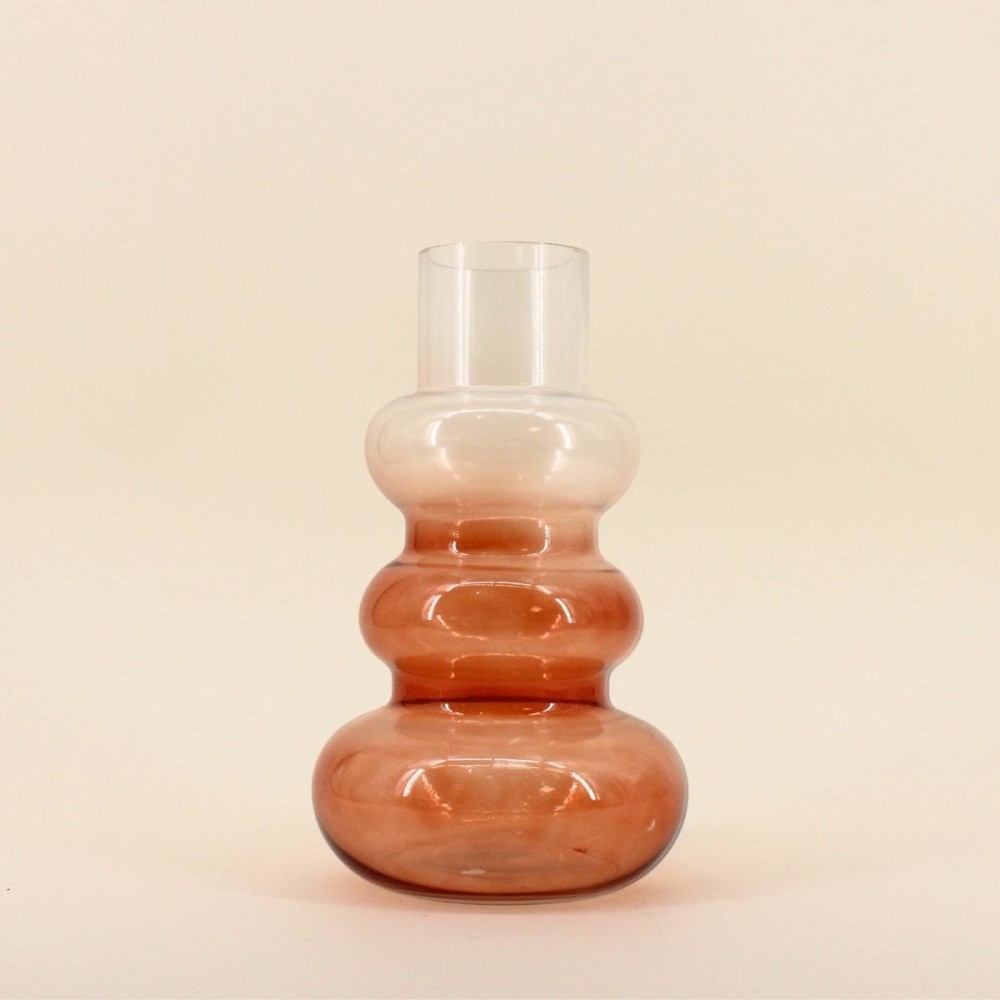 Vase design en verre marron/beige 30cm | Hashtag Déco