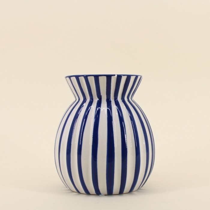Vase céramique bleu 19cm, design élégant | Hashtag Déco