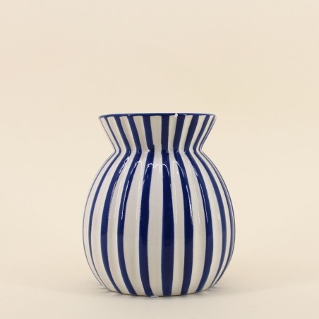 Vase céramique bleu 19cm, design élégant | Hashtag Déco
