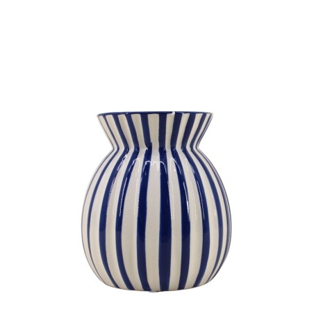 Vase céramique bleu 19cm, design élégant | Hashtag Déco