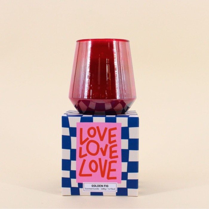 Bougie parfumée rouge en verre lustré | Hashtag Déco