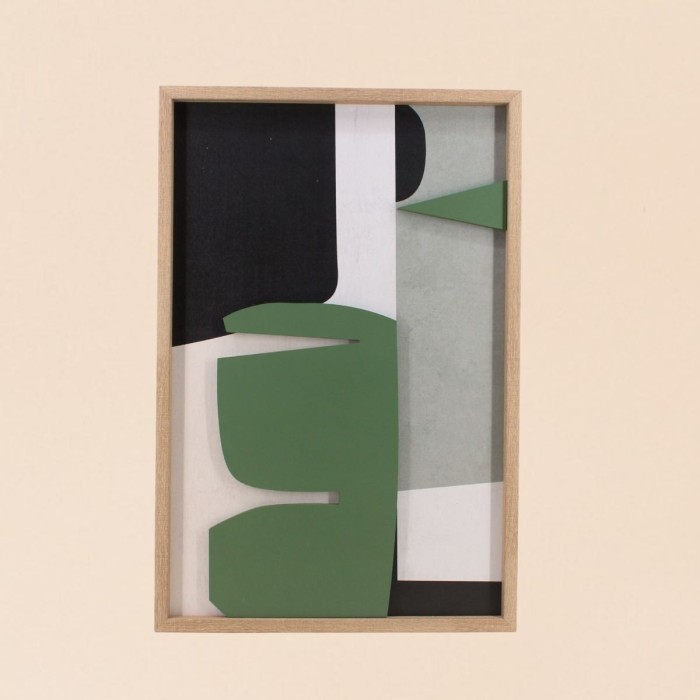 Cadre 3D noir/blanc/vert MDF 40x60cm élégant | Hashtag Déco