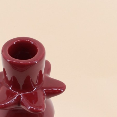Bougeoir céramique bordeaux 23cm élégant | Hashtag Déco