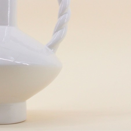 Vase céramique blanc anse torsadée 24cm | Hashtag Déco