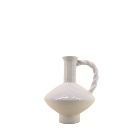 Vase céramique blanc anse torsadée 24cm | Hashtag Déco