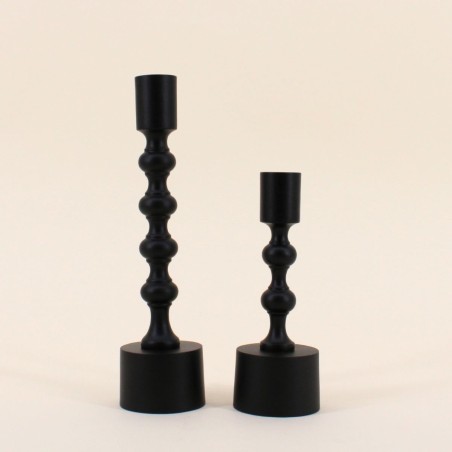 Bougeoir noir mat en aluminium 23cm | Hashtag Déco