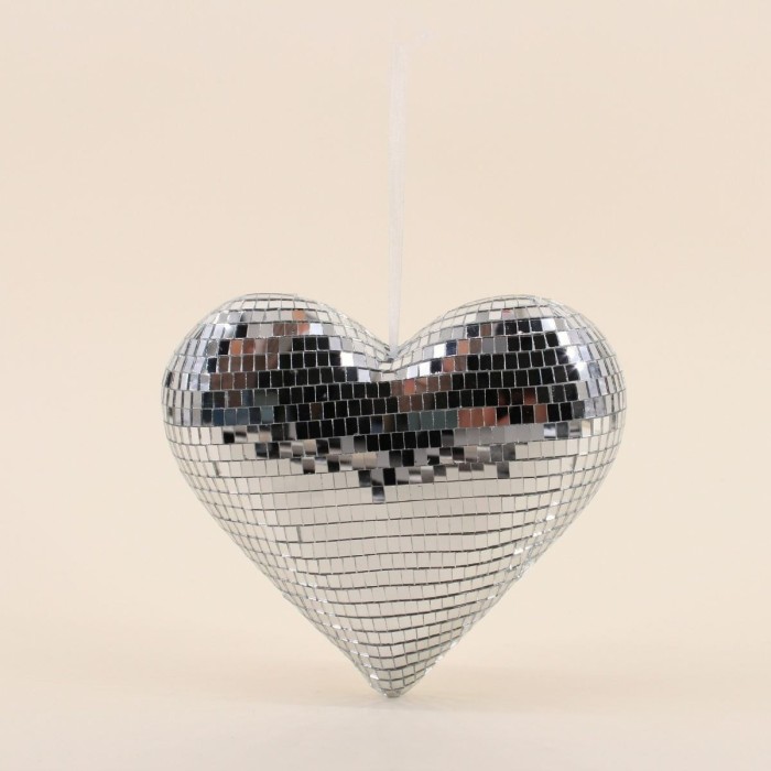 Cœur miroir gris argenté en verre 20x17cm | Hashtag Déco