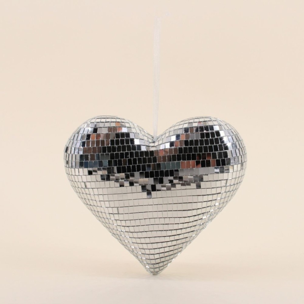 Cœur miroir gris argenté en verre 20x17cm | Hashtag Déco