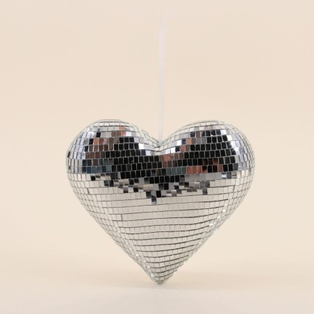 Cœur miroir gris argenté en verre 20x17cm | Hashtag Déco