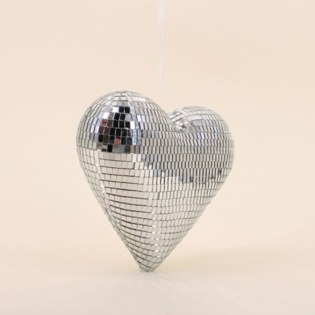 Cœur miroir gris argenté en verre 20x17cm | Hashtag Déco