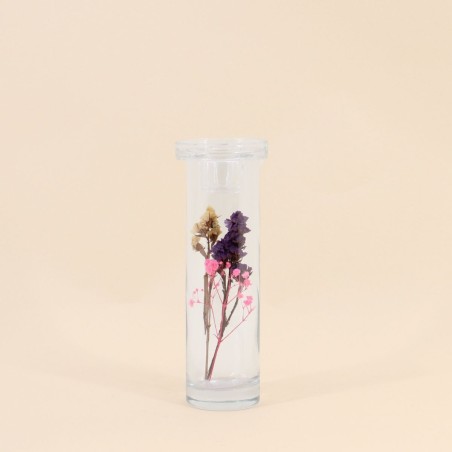 Bougeoir en verre et fleurs séchées 21cm | Hashtag Déco