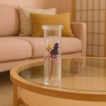 Bougeoir en verre et fleurs séchées 21cm | Hashtag Déco