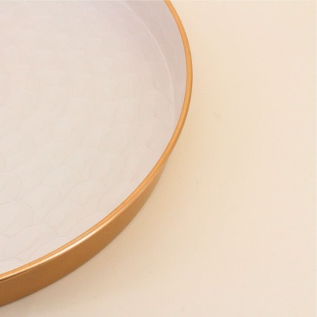 Plateau doré en métal aspect nacré 46cm | Hashtag Déco