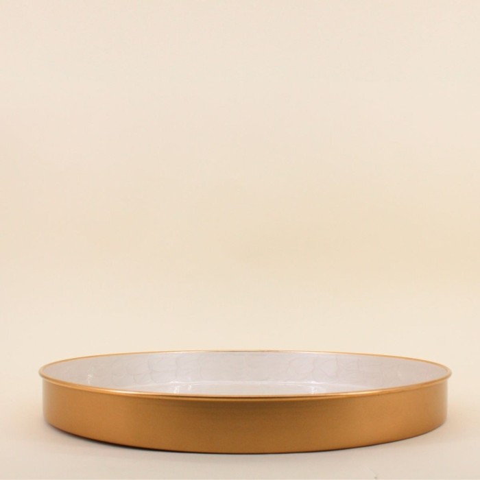 Plateau doré en métal aspect nacré 46cm | Hashtag Déco