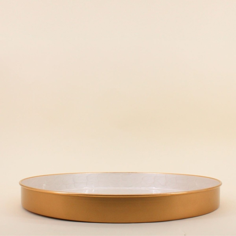 Plateau doré en métal aspect nacré 46cm | Hashtag Déco