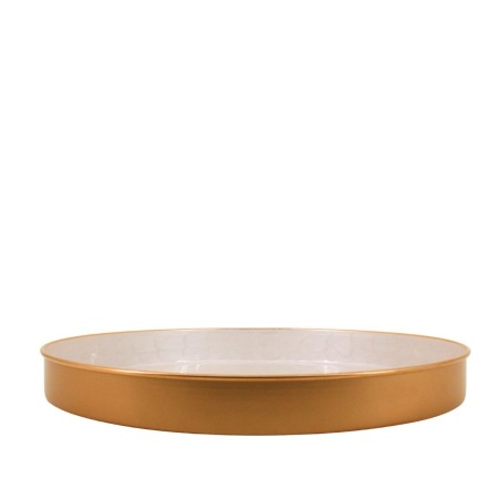 Plateau doré en métal aspect nacré 46cm | Hashtag Déco