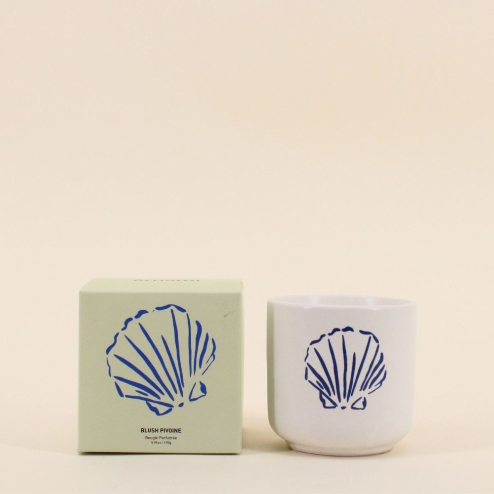 Bougie parfumée céramique beige, cadeau | Hashtag Déco