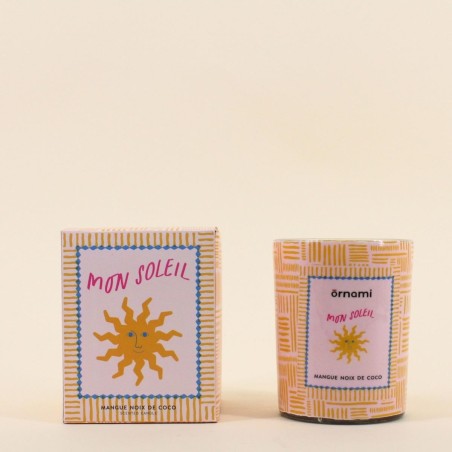 Bougie parfumée jaune-bleue en verre | Hashtag Déco