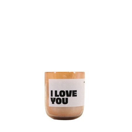 Bougie parfumée beige en verre - I love you | Hashtag Déco