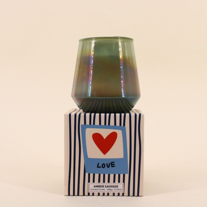 Bougie parfumée bleu en verre lustré | Hashtag Déco