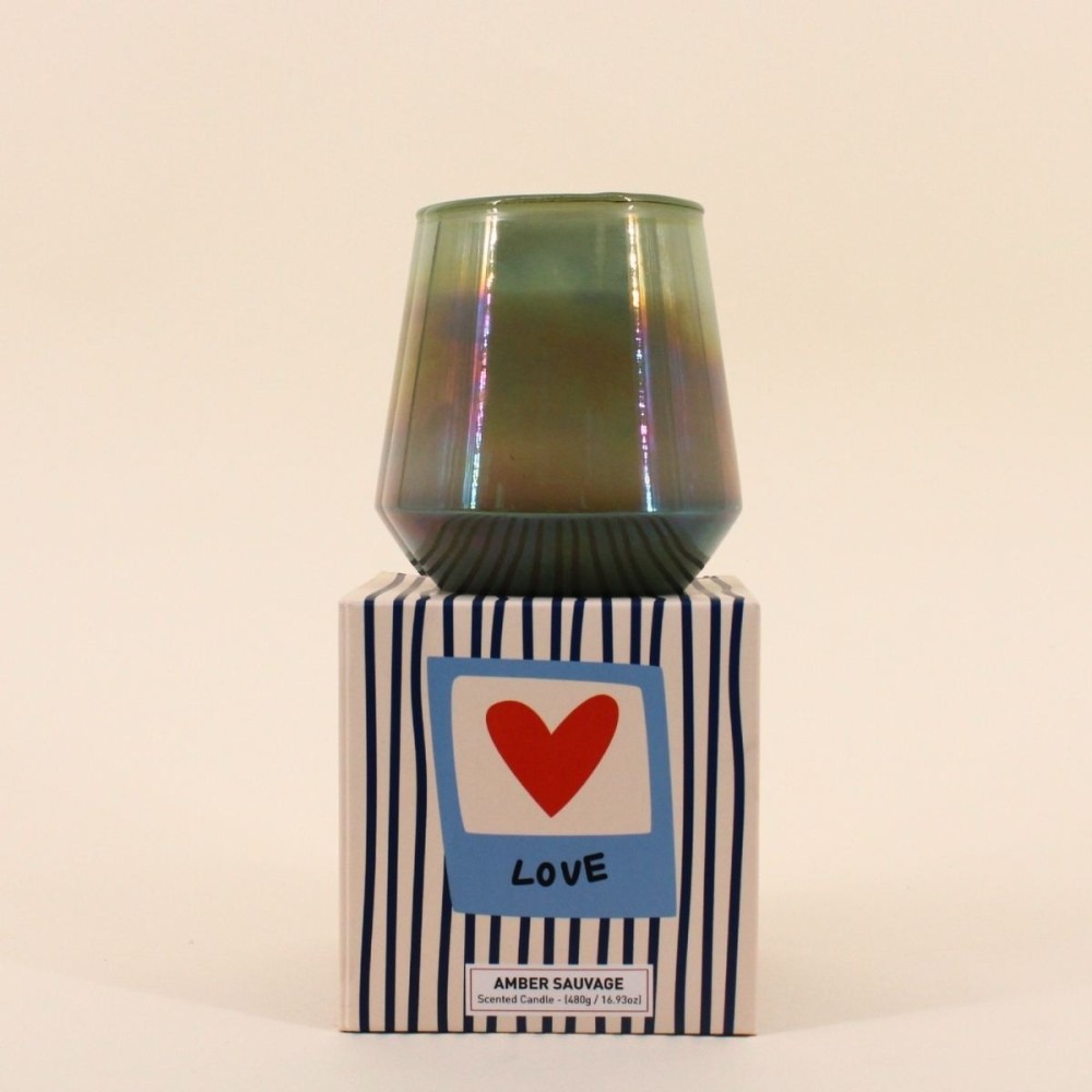 Bougie parfumée bleu en verre lustré | Hashtag Déco