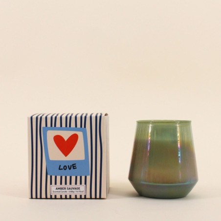 Bougie parfumée bleu en verre lustré | Hashtag Déco