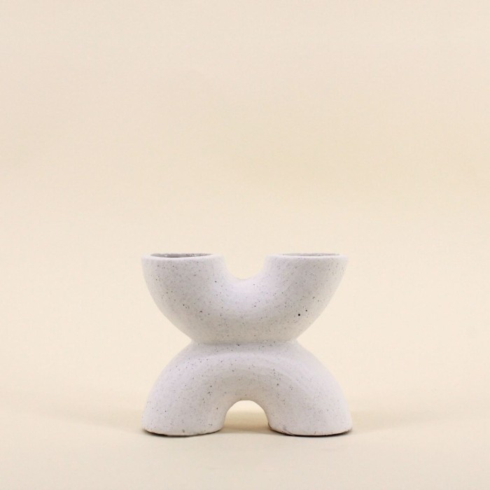 Vase en porcelaine beige 2 entrées élégant | Hashtag Déco