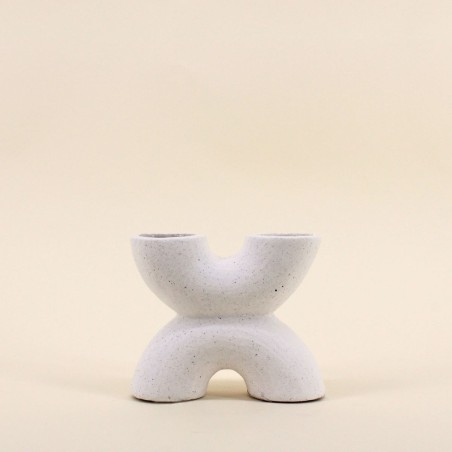 Vase en porcelaine beige 2 entrées élégant | Hashtag Déco