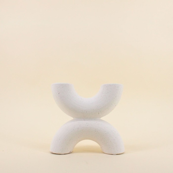 Vase en porcelaine beige 2 entrées 21x18cm | Hashtag Déco