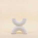 Vase en porcelaine beige 2 entrées 21x18cm | Hashtag Déco