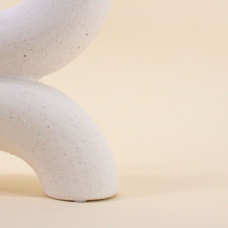 Vase en porcelaine beige 2 entrées 21x18cm | Hashtag Déco