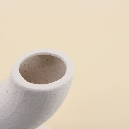 Vase en porcelaine beige 2 entrées 21x18cm | Hashtag Déco