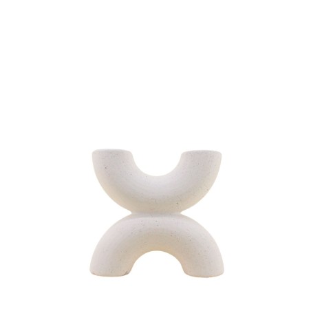 Vase en porcelaine beige 2 entrées 21x18cm | Hashtag Déco