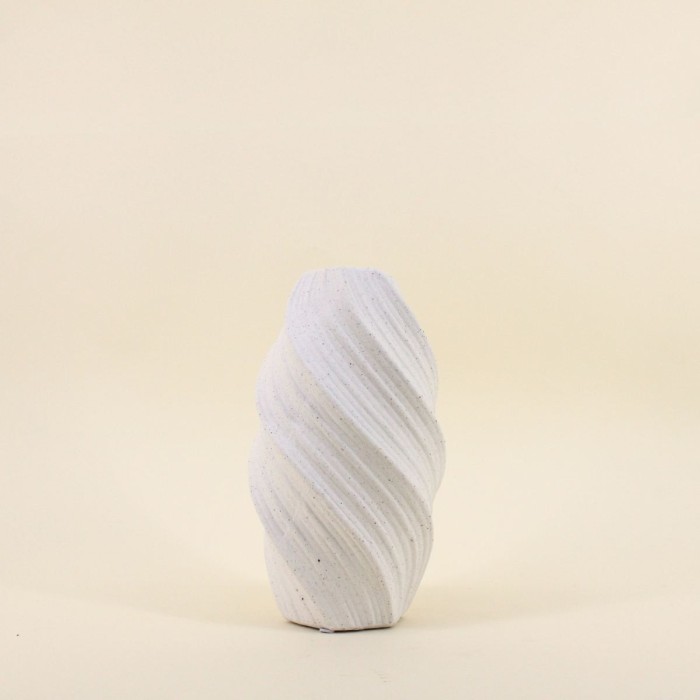 Vase twist porcelaine blanche granit 26cm | Hashtag Déco